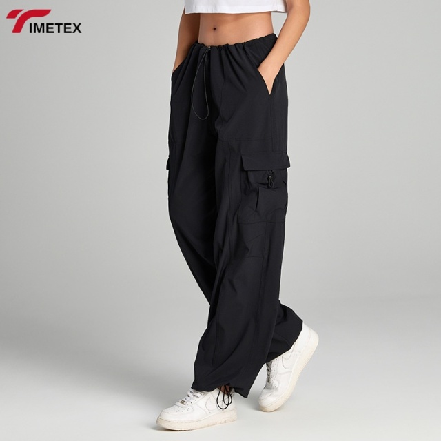 TIMETEX Outdoor Activity Wear Sports Running Casual Adjustable Waist Side Pockets Loose Unsex Essentials Trousers for Women