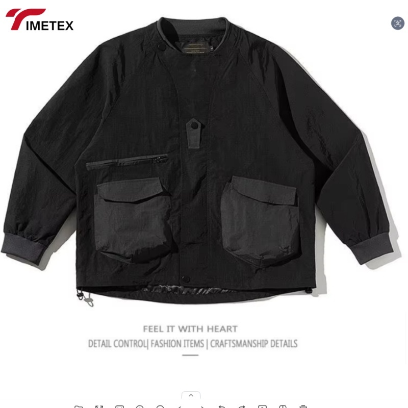Custom Colour High Quality Windbreaker Jacket for Men Streetwear Lightweight Sport Wear Button Big Pocket Spring Clofhes