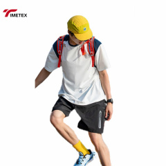 Active Summer T-Shirts with Contrast Shoulder Collar Short Design Tops