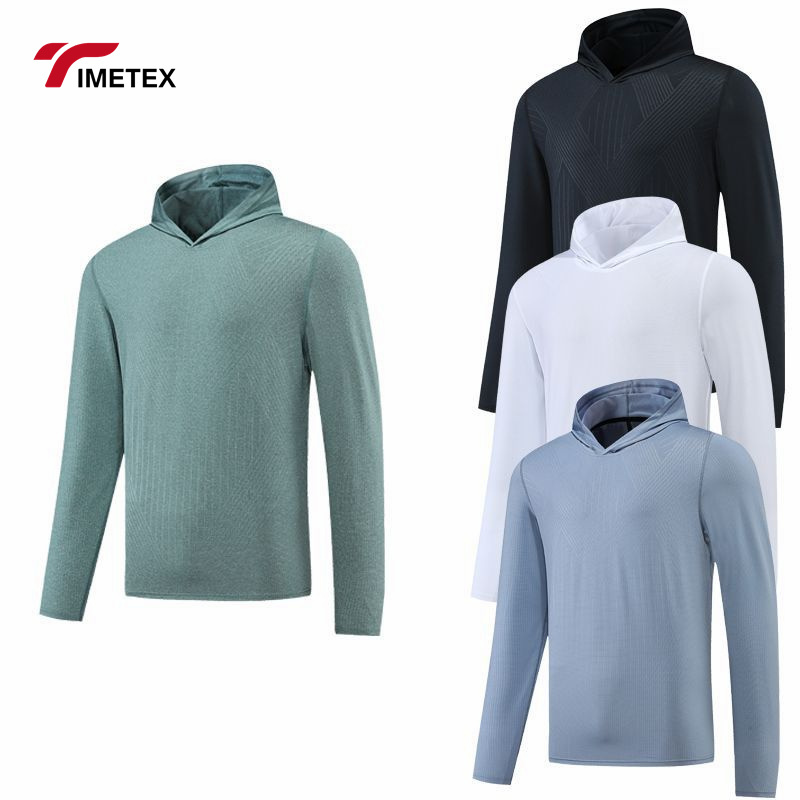 New Sports Men's Long Sleeve T-shirt Hooded Outdoor Sports Fitness Running Training Quick Dry Leisure Breathable Autumn Clothing