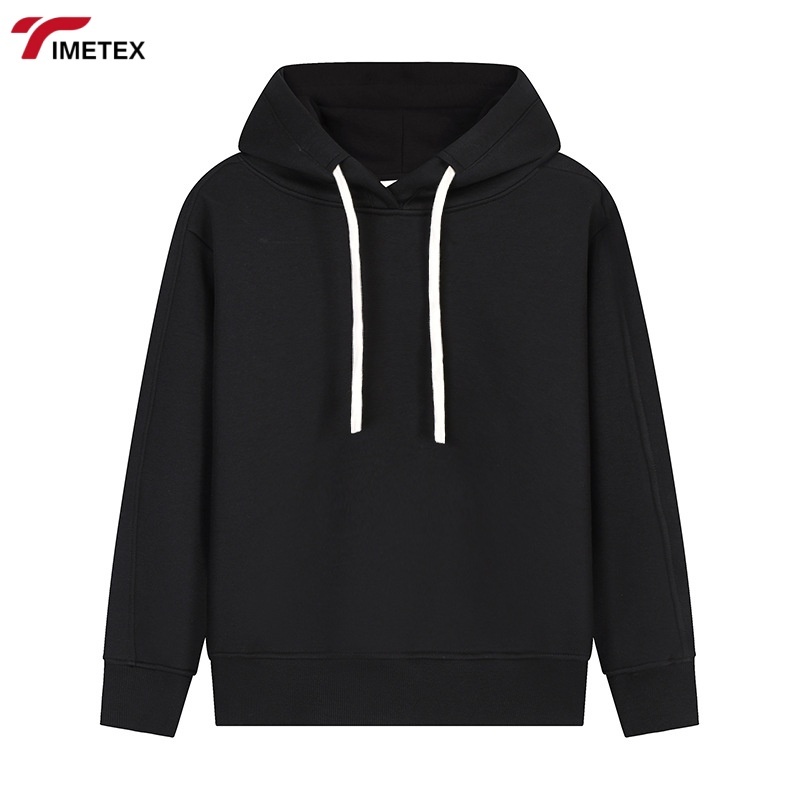 Casual Oversized Pullover Sweatshirt with Logo 3D Embroidered Hooded Loose Fit Knitted Fabric XS-XL Solid Color for Winter