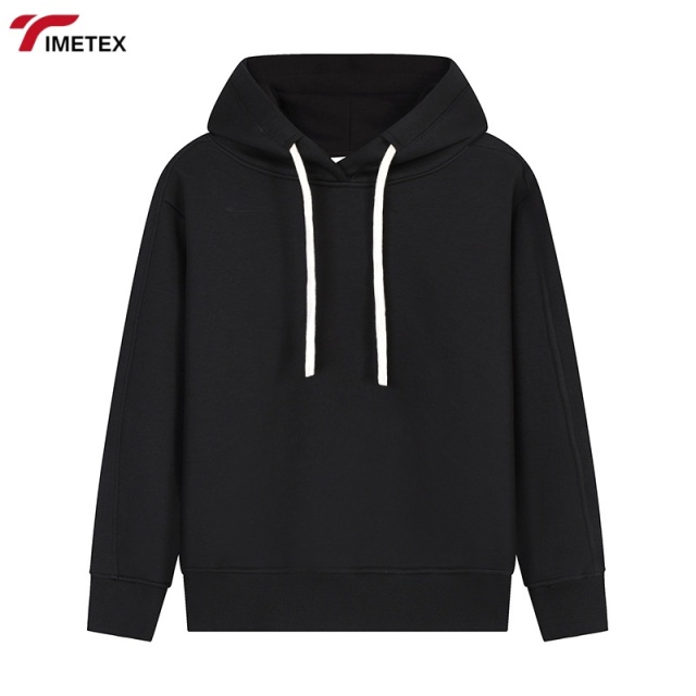 Casual Oversized Pullover Sweatshirt with Logo 3D Embroidered Hooded Loose Fit Knitted Fabric XS-XL Solid Color for Winter