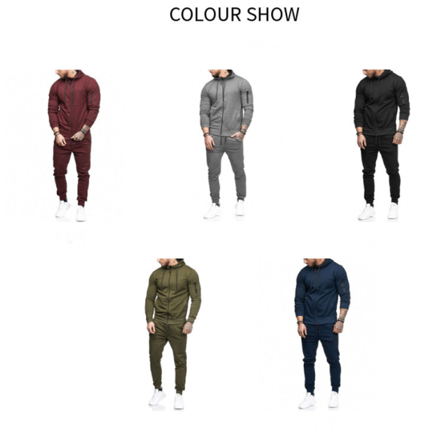 Hot Selling Mens Jogger Track Suit Fitness Zip Sweatpants and Hoodie Set Tracksuit for Men