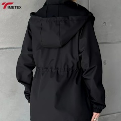 TIMETEX Women's Lightweight Breathable Waterproof Rain Jacket Hood Pockets Zipper Closure Printed Technics