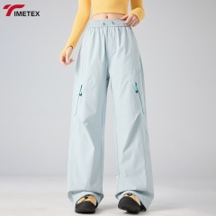 Custom Women's Plus Size Casual Rose Ski Pants Mid Waist Waterproof Windproof Baggy Snow Pants Winter