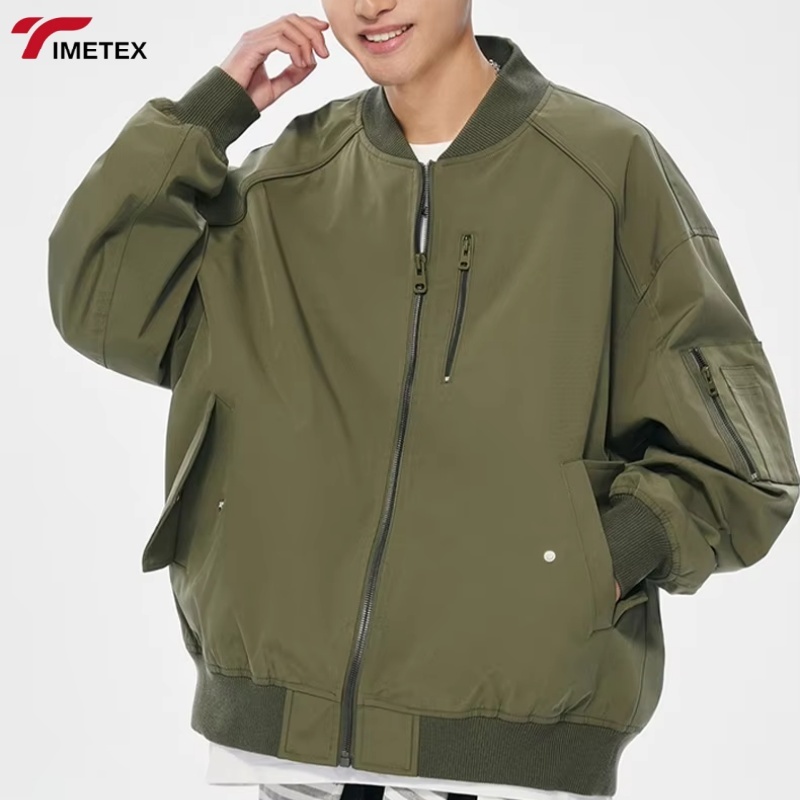 TIMETEX Men's  Bomber Jacket Waterproof Windproof Breathable Nylon Shell Multiple Pockets Casual Style ODM Service