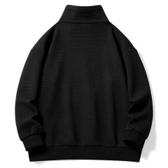 TIMETEX New Style Mens Sweatshirts Autumn Stand Collar Sweatshirt Plus Size Loose Plain 1/4 Zip Collar Sweatshirt