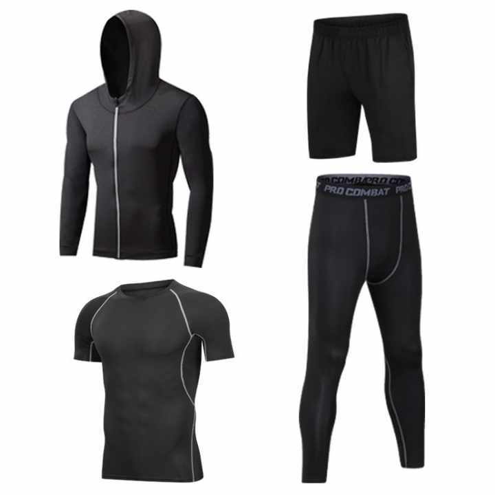 Custom Logo Fitness Wear Men Gym Training Jogging Compression Gym Wear Men Tracksuit Set
