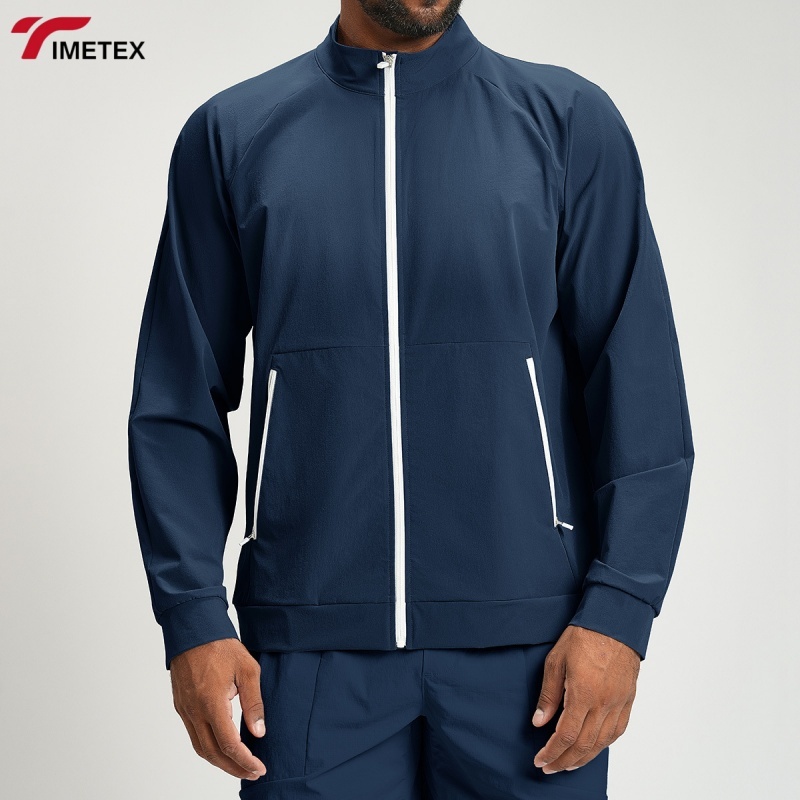 New OEM Custom Eco-friendly Recycled Contrast Color Regular Fit Athletic Breathable Training Men Jackets for Workout Fitness Gym
