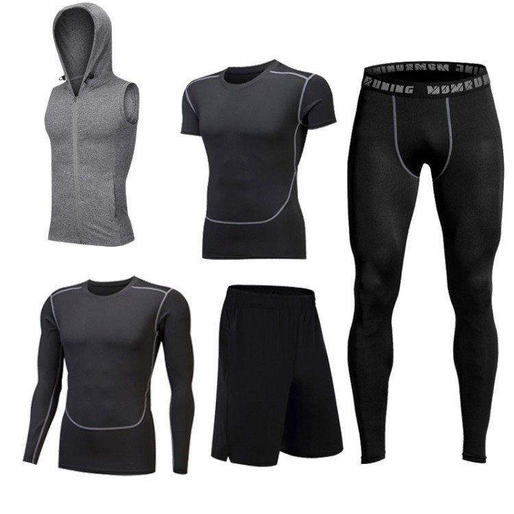 High Quality Men Quick Dry Tracksuit for Men Polyester Sportswear Track Suit Fitness Training Running 5 Piece Workout Set