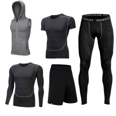 High Quality Men Quick Dry Tracksuit for Men Polyester Sportswear Track Suit Fitness Training Running 5 Piece Workout Set