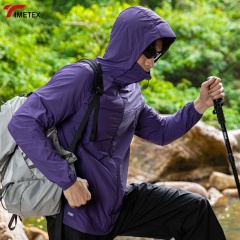 TIMETEX Unisex Summer Casual Windbreaker Jacket with Hood Stand Zipper Sun Protection for Men and Women Thin Breathable