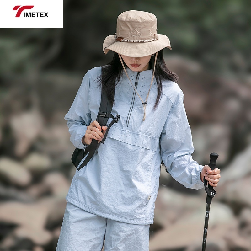 TIMETEX  Custom Lightweight Polyester Shell Quarter Zipper Pullover Windbreaker Hooded Anorak for Spring Sun Protection Clothing