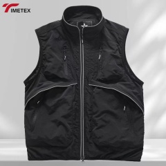 Lightweight Sleeveless Zipper Vest with Multi-Pocket and Stand-Up Collar Anti-Shrink Outdoor Workwear for Spring and Winter