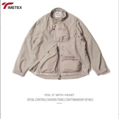 TIMETEX Removable Sleeve Bomber Jacket 100% Cotton Casual Outdoor Wear Stylish Versatile Japanese Style Functional Pockets