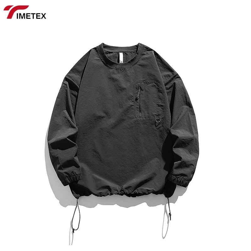 Unisex Hiking Climbing Outdoor Sports Wearing Full Sleeve O-neck T Shirts with Chest Pocket Long Sleeve Nylon T-shirts