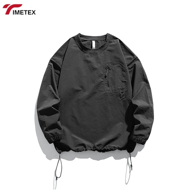 Unisex Hiking Climbing Outdoor Sports Wearing Full Sleeve O-neck T Shirts with Chest Pocket Long Sleeve Nylon T-shirts