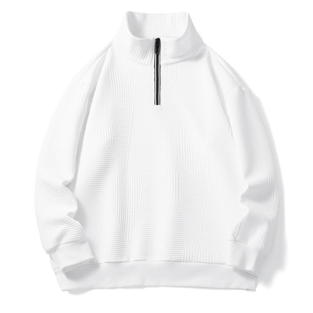 TIMETEX New Style Mens Sweatshirts Autumn Stand Collar Sweatshirt Plus Size Loose Plain 1/4 Zip Collar Sweatshirt