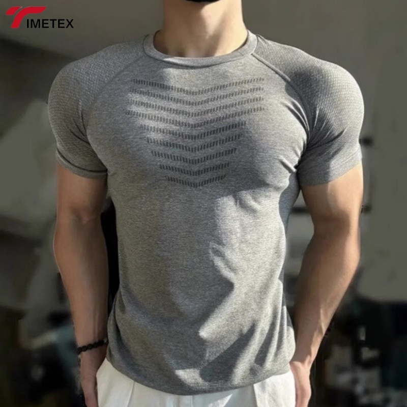 TIMETEX Custom Short Sleeve Lightweight Quick Dry Fit Running Fitness Mens Seamless Compression Muscle Gym t Shirt for Men
