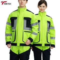 High Visibility Fluorescent Work Suits Safety Roadway Winter Work Wear Jackets and Pants Custom Hi Vis Waterproof Work Clothes
