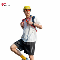 Active Summer T-Shirts with Contrast Shoulder Collar Short Design Tops