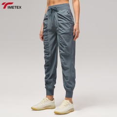 TIMETEX Women's High Waist Athletic Gym Fitness Pants Quick Dry Joggers Elastic Waist Drawstring Solid Yoga Leggings for Running