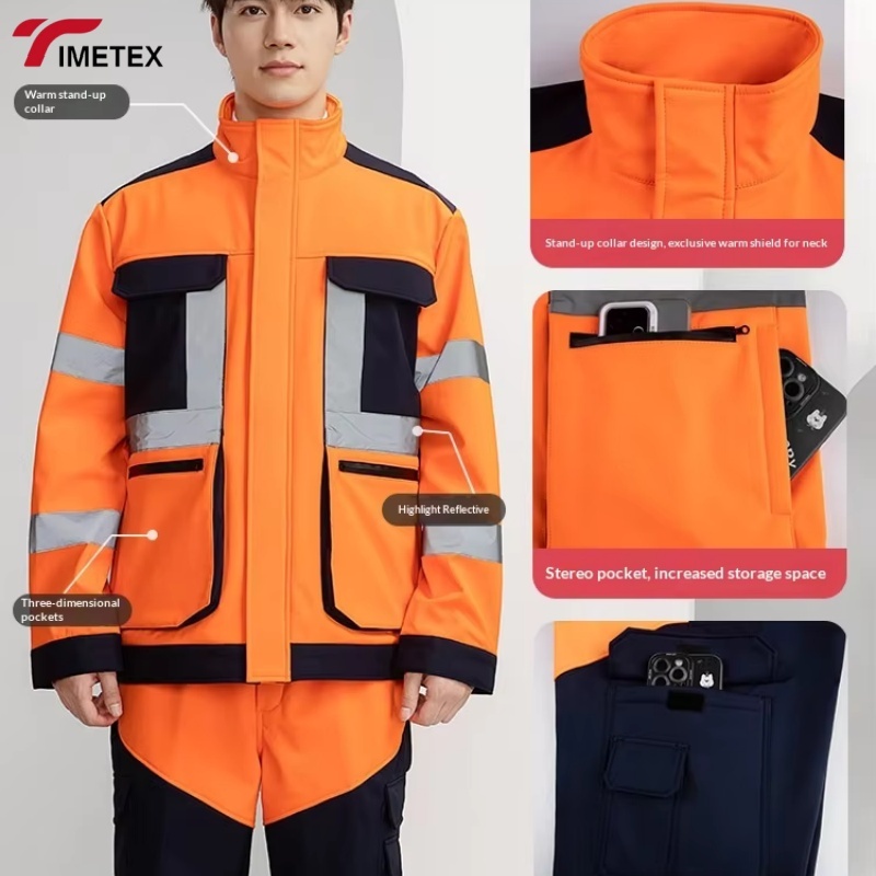 High Visibility Fluorescent Work Suits Safety Roadway Winter Work Wear Jackets and Pants Custom Hi Vis Waterproof Work Clothes