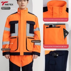 High Visibility Fluorescent Work Suits Safety Roadway Winter Work Wear Jackets and Pants Custom Hi Vis Waterproof Work Clothes