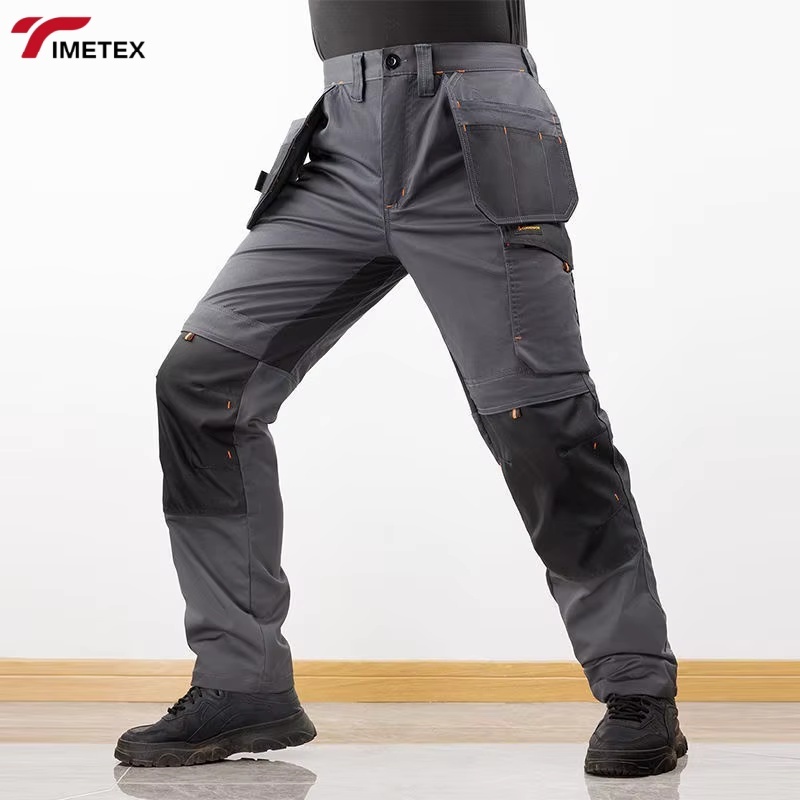 Durable  Mechanic Work Pants With Reflectors and Multi Pockets Mens Cargo Trousers Construction Working Trousers