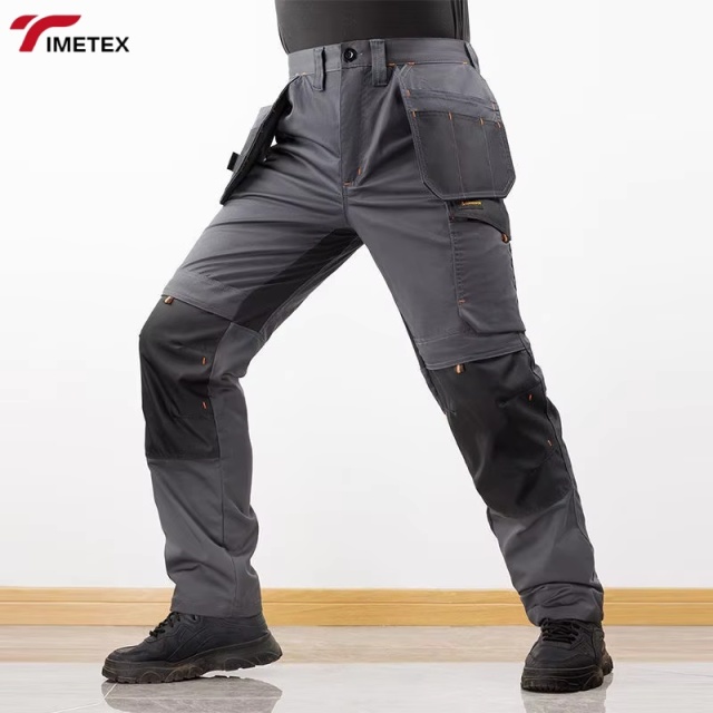 Durable  Mechanic Work Pants With Reflectors and Multi Pockets Mens Cargo Trousers Construction Working Trousers