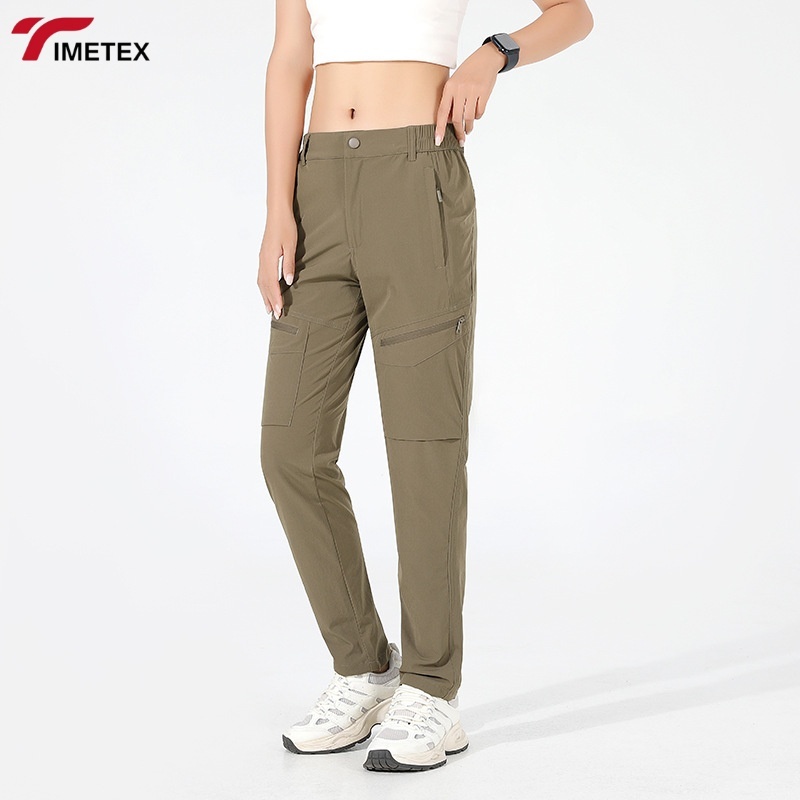 TIMETEX Lightweight Baggy Windbreaker Trousers for Summer Casual Fashion Relaxed Fit Soft Touch Elastic Waist Bleached
