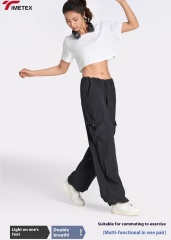 TIMETEX Unisex Outdoor Activity Sports Pants with Adjustable Waist Side Pockets Casual Yoga Running Essential Trousers Loose Fit