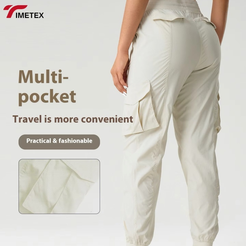 TIMETEX Wholesale Multi-Pocket Pants Gym Casual Women Sports Workout Yoga Fitness Drawstring Loose Joggers Sweatpants