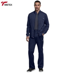 TIMETEX Customized Men's Stretch Scrubs Jacket with Zip Pocket Hospital Uniforms Printed with Various Methods