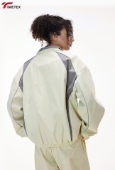 TIMETEX Vintage Sporty Reflective Piping Zip Boxy Jackets Unisex Jogging Nylon Tracksuit Set with Woven Weaving Method