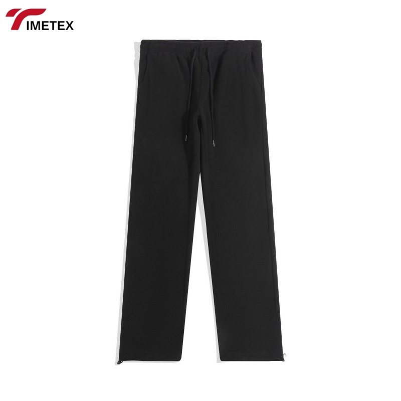 Double-sided Fleece Lightweight Plain Dyed Eco-friendly Pants with Loose Fleece Material Adjustable Cuffs Straight-leg Style