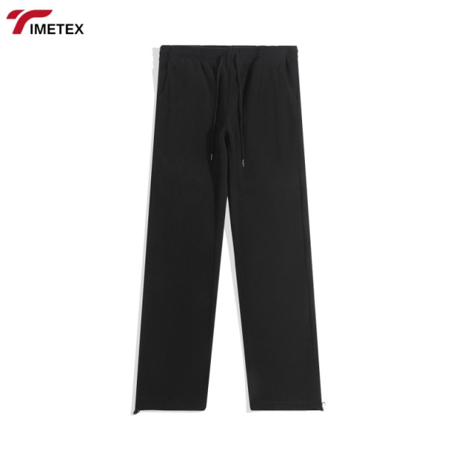 Double-sided Fleece Lightweight Plain Dyed Eco-friendly Pants with Loose Fleece Material Adjustable Cuffs Straight-leg Style