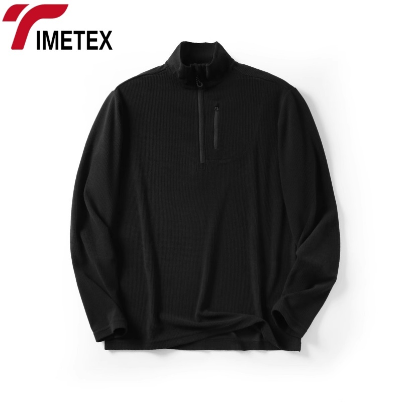 TIMETEX Men's MicroPile Pocket Jacket Solid Black XL Eco-Friendly Light Weight Modern Regular Zipper PF Standard