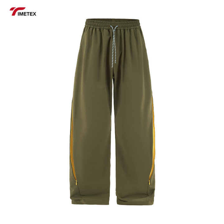 TIMETEX New American Retro Wide-Leg Sweatpants Lightweight Plain Dyed Flat Front Casual Quickdry Windbreaker Long Pants