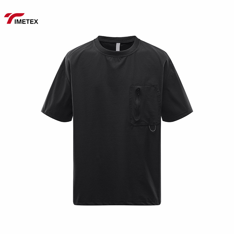 Summer Custom Breathable Quick-drying Fitness T-shirt Crewneck Sportswear Men's 100% Polyester Blank T-shirt with Pockets