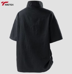 Men's Casual Summer Pullover T-Shirts Short Sleeve Hoodie Sweatshirt Loose Pocket Zipper Hip Hop Style Woven Fabric Solid Blank