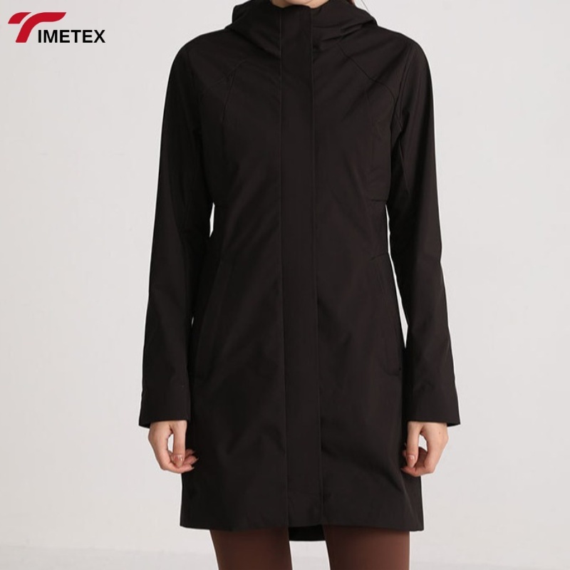 TIMETEX Custom Wholesale Outdoor Women Long Lightweight Waterproof Shell Jacket Rain Hoodie Breathable Coat for Hiking Running