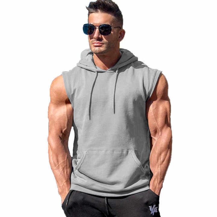 Custom Logo Printed Blank Gym Hoodies Sleeveless Men Plain  Quick Dry Running Workout Tank Tops for Men