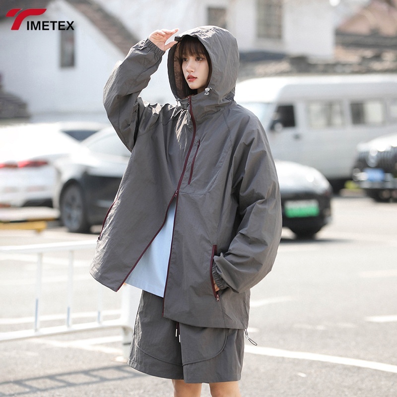 TIMETEX Summer Outdoor Ultralight Comfortable Sun Protection Clothing Waterproof Breathable Ice Silk Hooded Suit for Couples