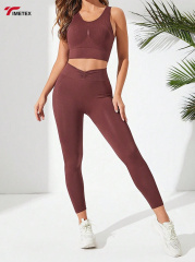 Autumn Winter Women's Sports Suit Nude Yoga Set with Breathable Bra and Shorts Tight Back Fitness Running Gear