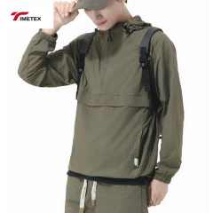 TIMETEX  Custom Lightweight Polyester Shell Quarter Zipper Pullover Windbreaker Hooded Anorak for Spring Sun Protection Clothing