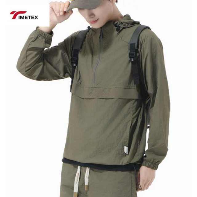TIMETEX  Custom Lightweight Polyester Shell Quarter Zipper Pullover Windbreaker Hooded Anorak for Spring Sun Protection Clothing