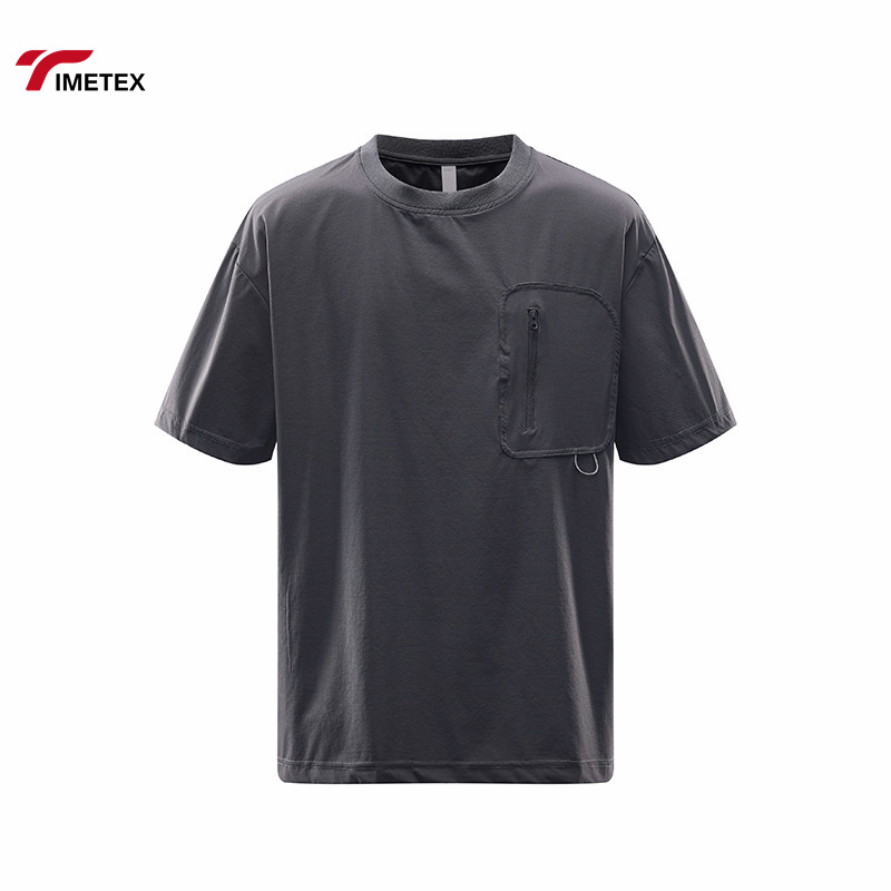 Summer Custom Breathable Quick-drying Fitness T-shirt Crewneck Sportswear Men's 100% Polyester Blank T-shirt with Pockets