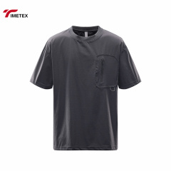Summer Custom Breathable Quick-drying Fitness T-shirt Crewneck Sportswear Men's 100% Polyester Blank T-shirt with Pockets