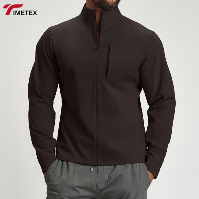 Mens Outdoor Solid Coat Stand Collar Breathable Sporty Casual Jacket Zip up Blouses Polyester Quick Dry Running Coats Jackets